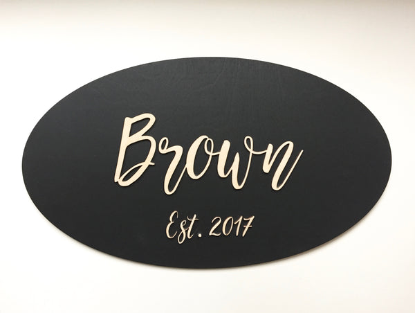 handcrafted family name plaque