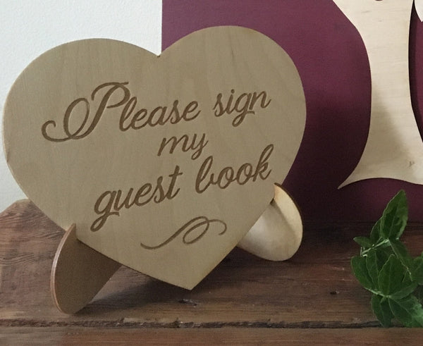 bar/bat mitzvah guest book alternative with heart sign "please sign my guest book"