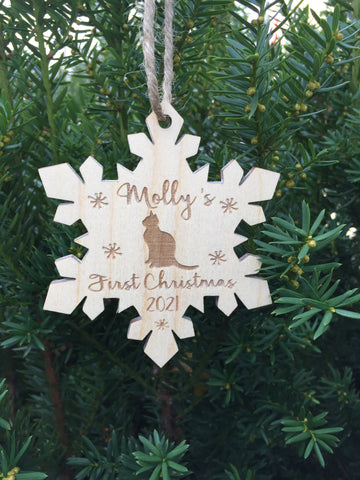 Personalized Cat Christmas Tree Ornament Custom Ornament New Cat or Pet Owners Gift signyoustyle.com