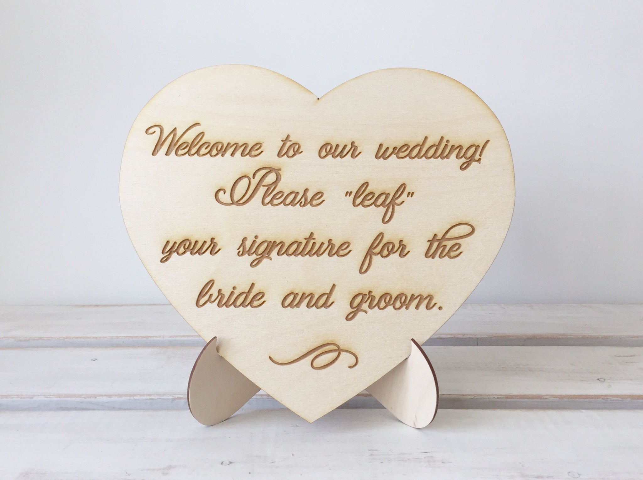 Please leaf your signature guest book alternative engraved sign