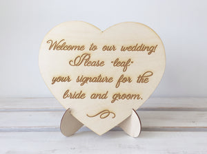 Please leaf your signature guest book alternative engraved sign