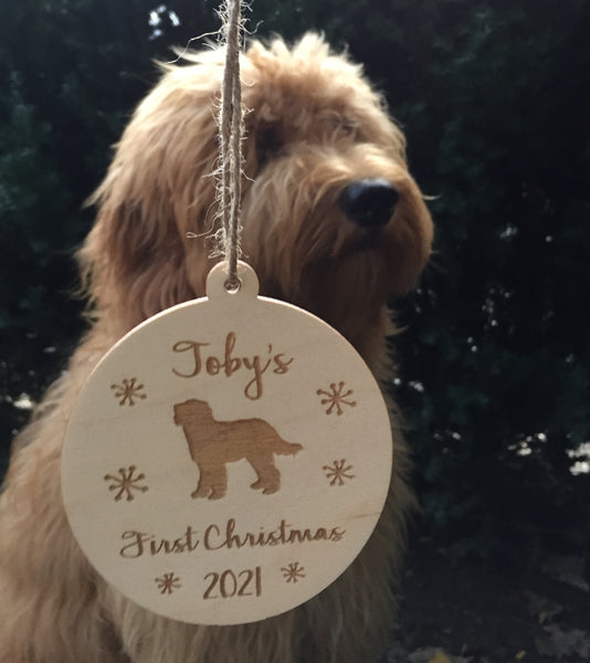 Puppy's First Christmas Dog Christmas Tree Ornament Doodle Custom Ornament New Pet Owners Gift Stocking Stuffer