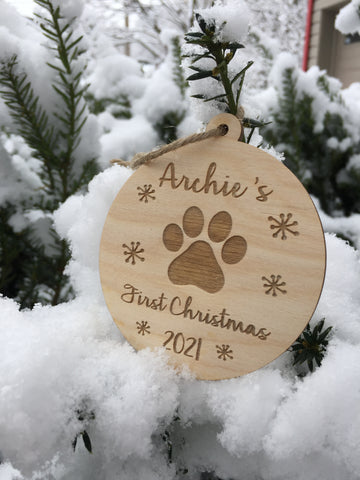 Puppy's First Christmas Dog or Pet Christmas Tree Ornament Custom Ornament New Pet Owners Gift Stocking Stuffer