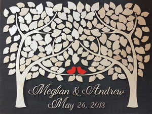 Wedding guest book alternative wooden guest book custom colours with personalized details