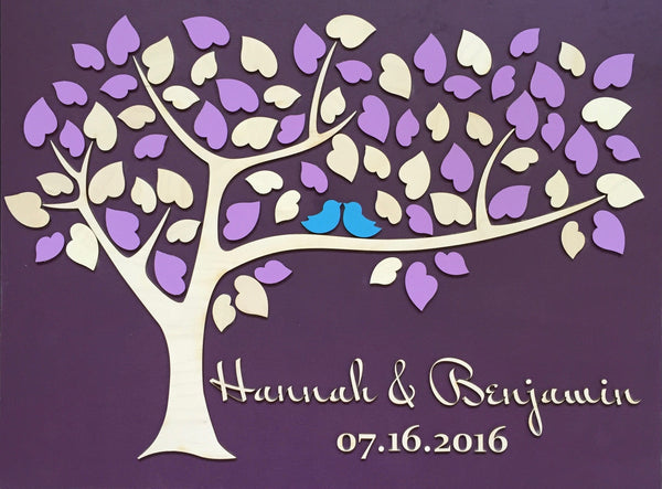 alternative wedding guest book, handmade wood guest book for plum, purple, violet, eggplant, lavender wedding
