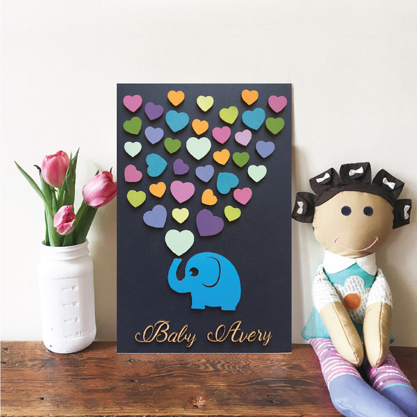 baby shower blue elephant guestbook alternative by Sign You Style 