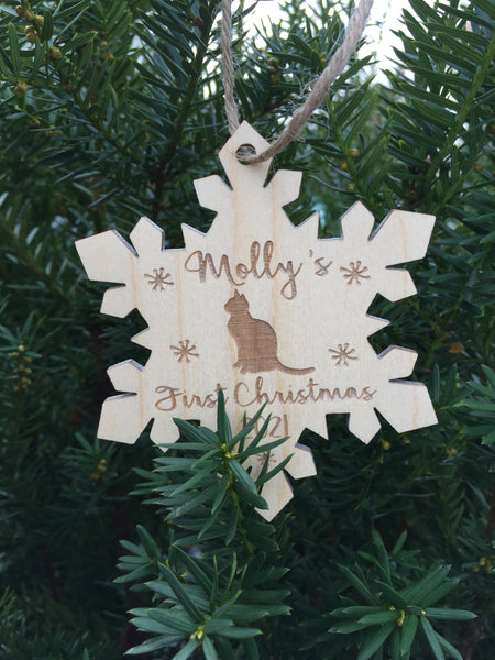 cat engraved Chirstmas tree ornament sign you style