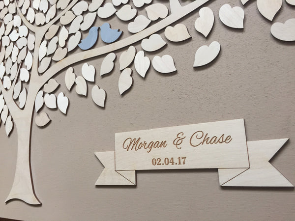 custom engraved banner on guest book by Sign You Style