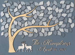deer guest book alternative personalized guestbook sign with tree of life and deer couple signyoustyle.com