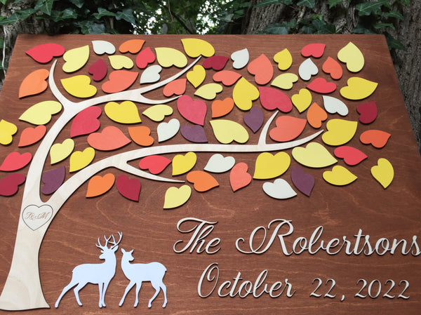 detail of deer guest book with last name and fall colors autum guestbook 