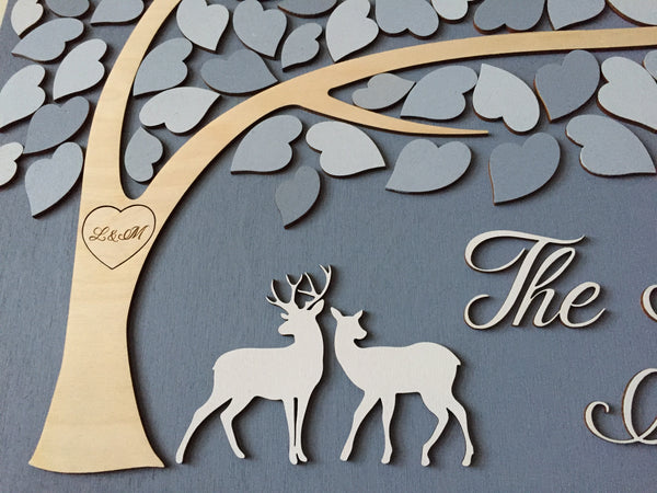 deer guest book alternative for wedding, deer buck wood 3D guestbook signyoustyle.com