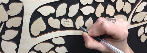 3D Personalized wedding tree guest book alternative with two trees and love birds made of wood