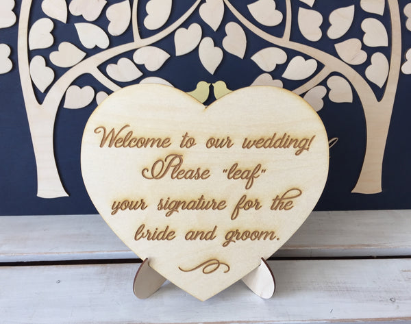 heart on stand please leaf your name alternative guest book tree sign