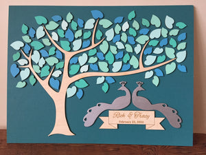peacock wedding guest book alternative with tree of life by Sign You Style.JPG