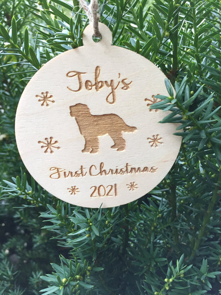 personalized engraved dog tree ornament for pet owners doodle mom gift