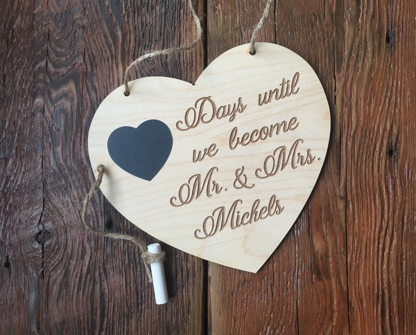 personalized gift for newly engaged, heart chalkboard