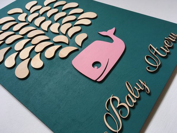 pink whale baby shower guest book alternative