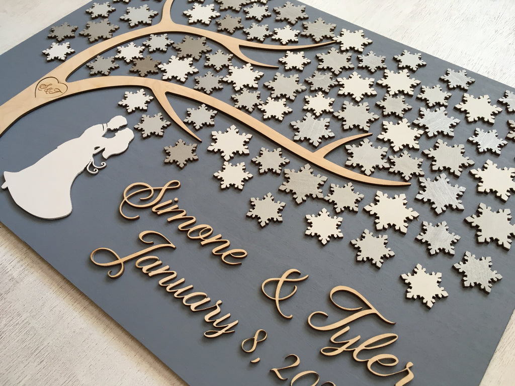 Round wood wedding guestbook alternative, last name wood sign