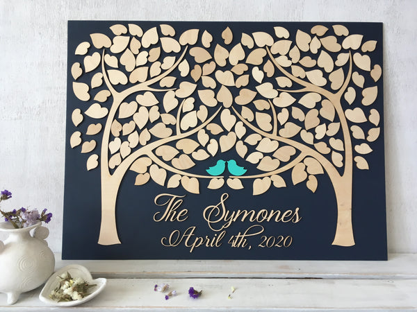 the sign is made of wood and personalized with your name and date as well as custom color