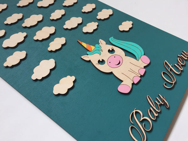 unicorn nursery sign made in 3d wood guest book sign in baby shower or gender reveal