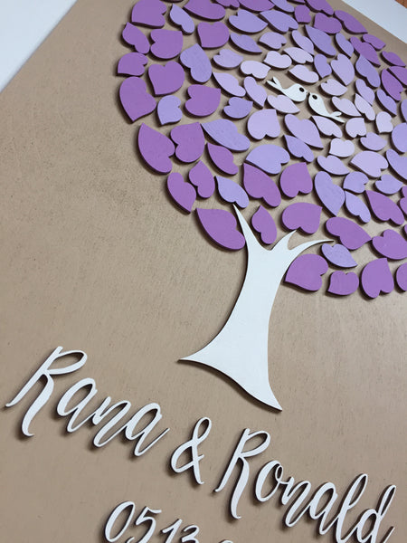 unique wedding guest books violet ombre tree detail made by signyoustyle.com